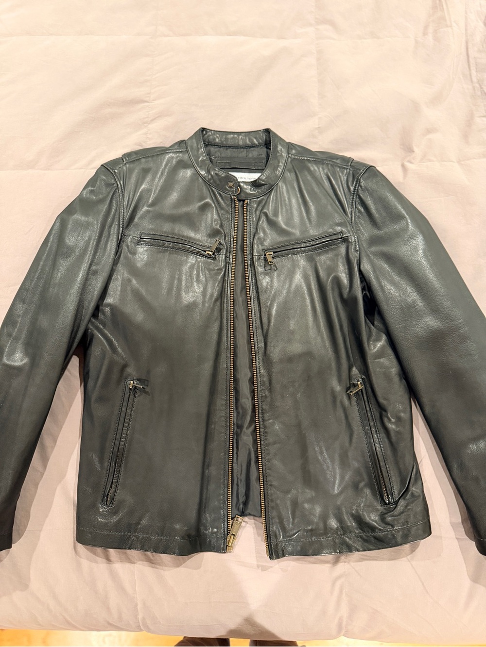 Marc New York Black Leather Bomber Jacket